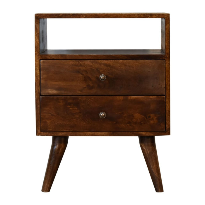 24" Solid Wood Two Drawer Nightstand - Chestnut