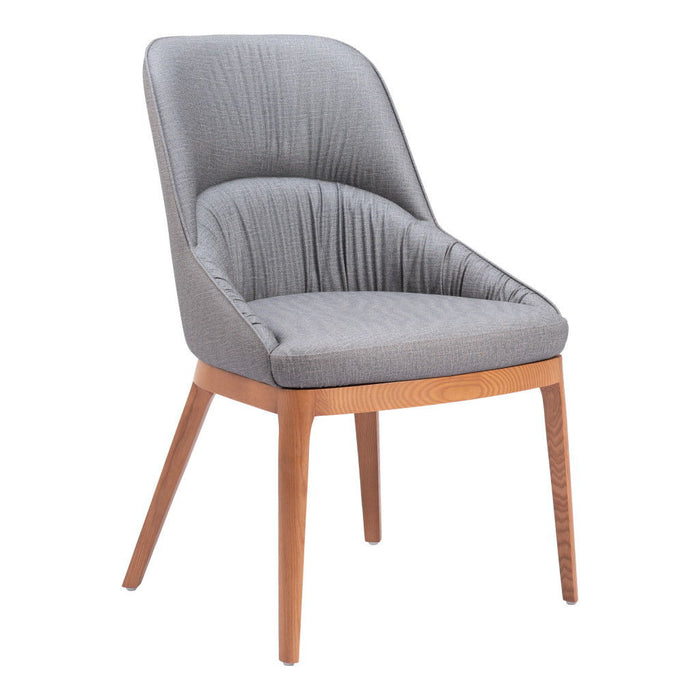Upholstered Faux Leather Dining Room Side Chairs (Set of 2) - Gray / Brown