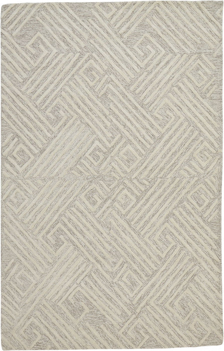 8' x 11' Wool Geometric Tufted Handmade Stain Resistant Area Rug - Ivory And Tan
