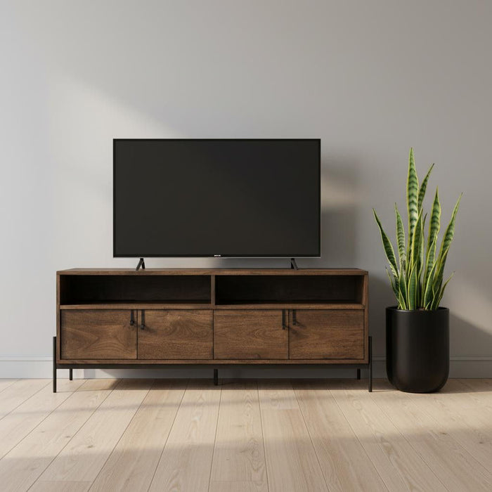 Solid Wood Console Table With Shelves - Brown And Black
