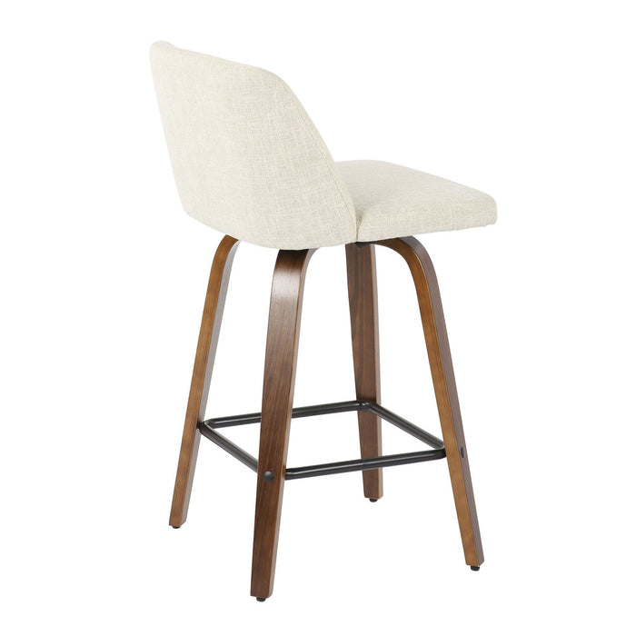 Tintori - Counter Stool (Set of 2) - Walnut And Cream Fabric