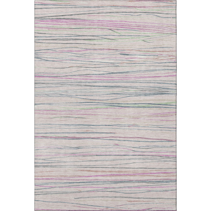 10' X 14' Striped Washable Area Rug With UV Protection (694731) - Pink / Mint Green / Ivory