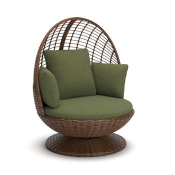Signature Design by Ashley Horizon Hall brown and green swivel egg chair with cushion