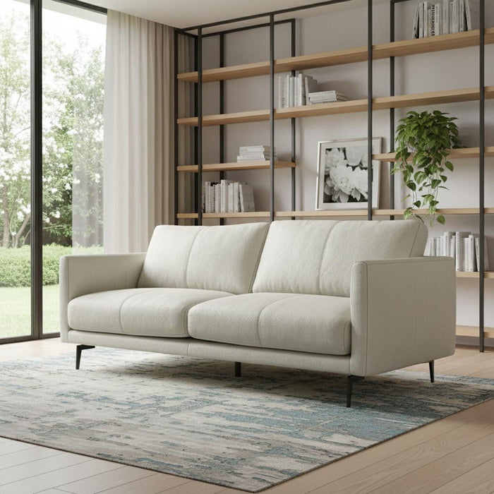 81" Leather Sofa With Black Legs - Gray