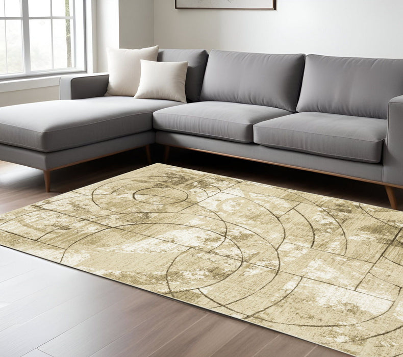 10' X 13' Geometric Area Rug - Beige And Brown