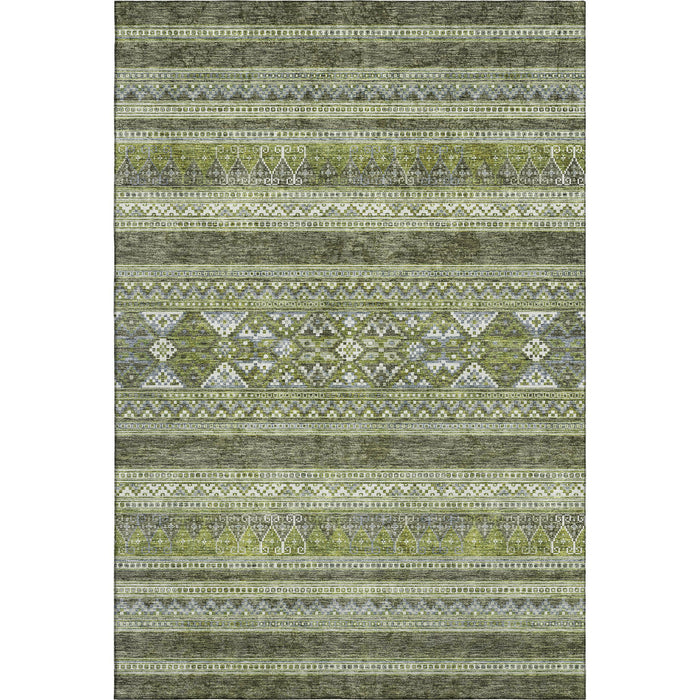 10' X 14' Southwestern Washable Area Rug With UV Protection (657437) - Olive Green / Gray / Ivory