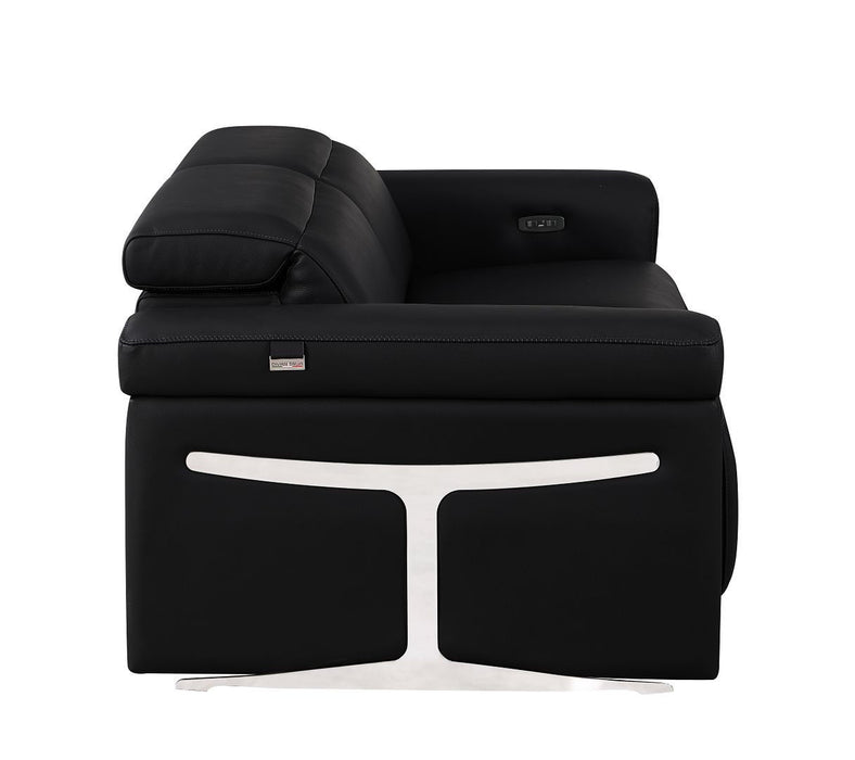 Italian Leather Power Reclining Loveseat (720484) - Black