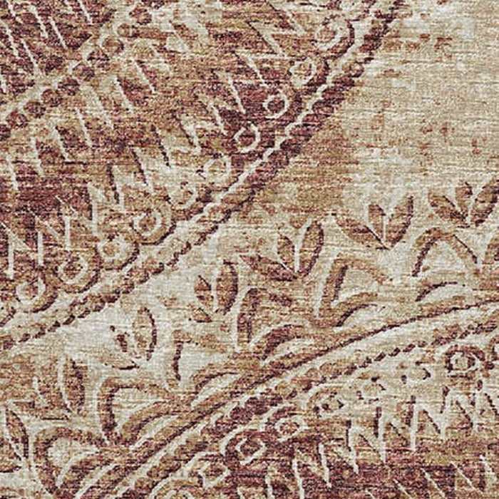 3' X 5' Medallion Washable Area Rug With UV Protection (644899) - Burnt Sienna / Ivory