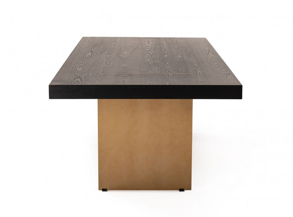 95" Metal Sled Base Dining Table - Dark Brown