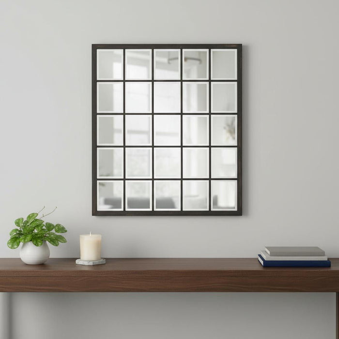 Rectangular Antique Finish Mirror With Beveled Edge - Black