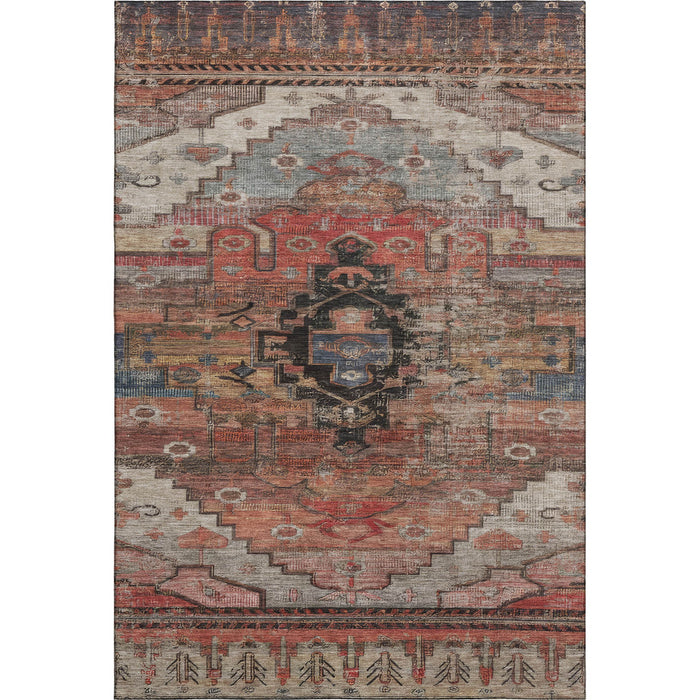 10' X 14' Oriental Washable Area Rug With UV Protection (701045) - Rust / Gray / Beige
