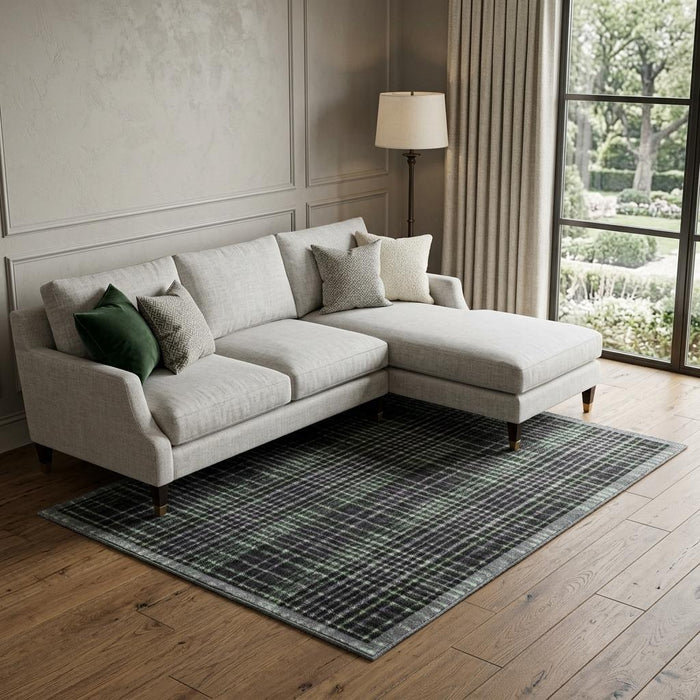 10' X 14' Striped Washable Area Rug With UV Protection (706457) - Purple / Green