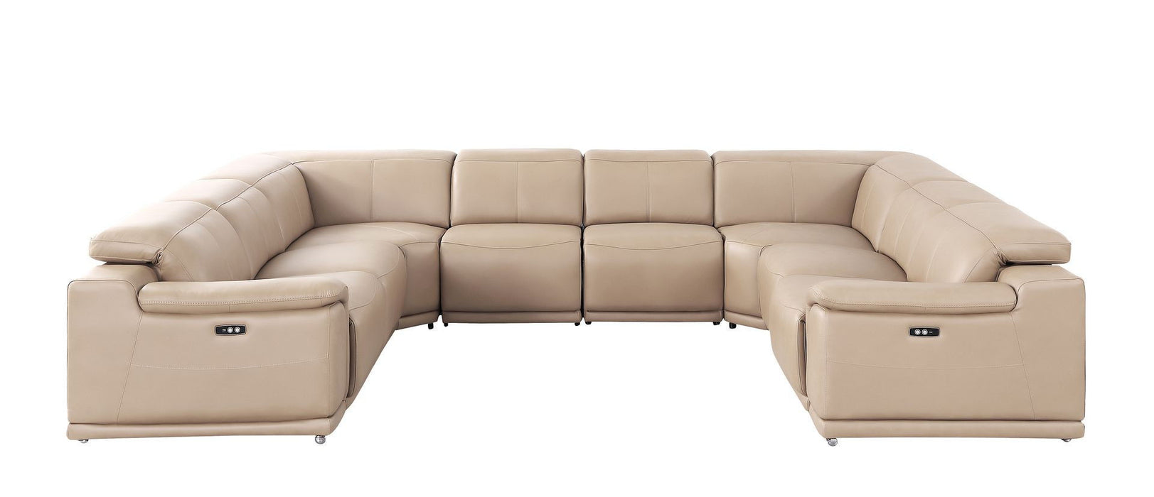 Leather Modular U-Shaped Eight Piece Corner Sectional - Beige