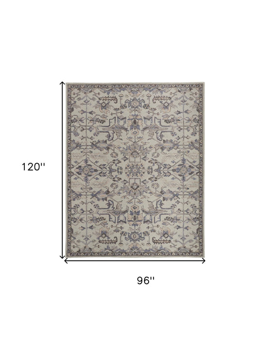 8' x 10' Wool Floral Tufted Handmade Stain Resistant Area Rug - Gray And Ivory