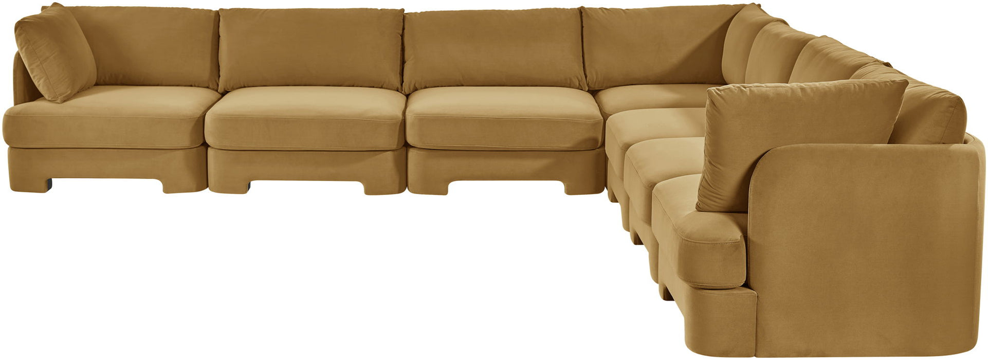 Meridian Furniture Hammond velvet performance fabric 7-piece corner sectional sofa with plush cushions and modern design.