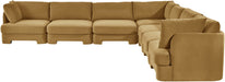 Meridian Furniture Hammond velvet performance fabric 7-piece corner sectional sofa with plush cushions and modern design.
