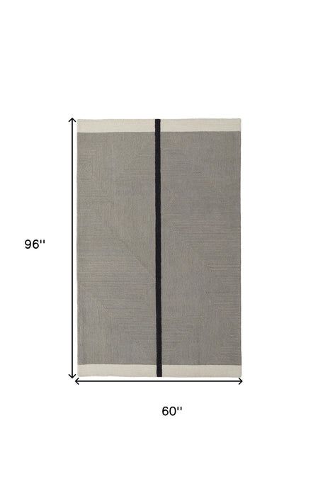 5' x 8' Abstract Geometric Hand Tufted Area Rug - Brown And Black