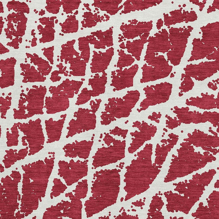 9' X 12' Abstract Washable Area Rug With UV Protection (646589) - Red / Ivory
