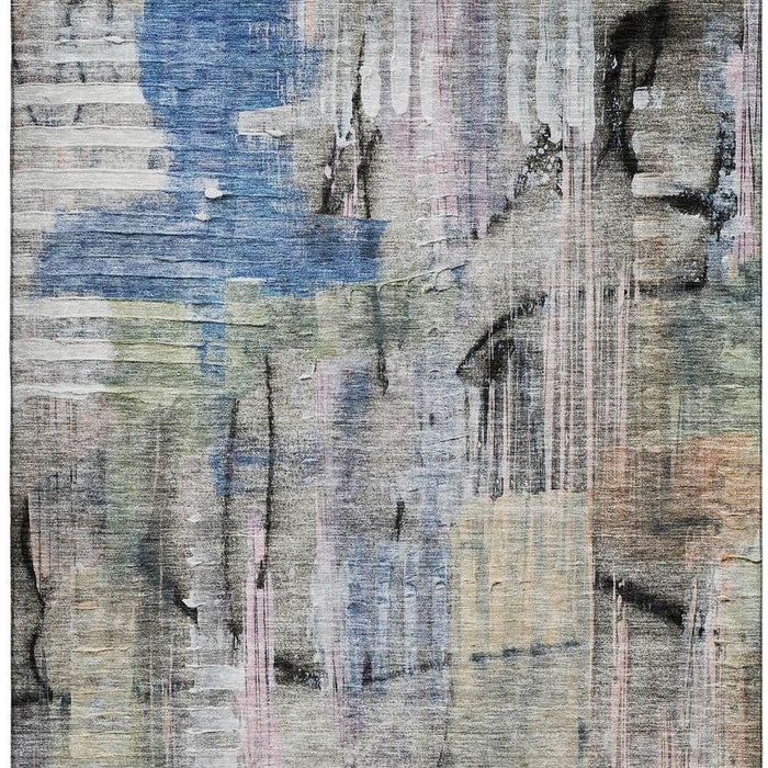 10' X 14' Abstract Washable Area Rug With UV Protection (717212) - Blue / Black
