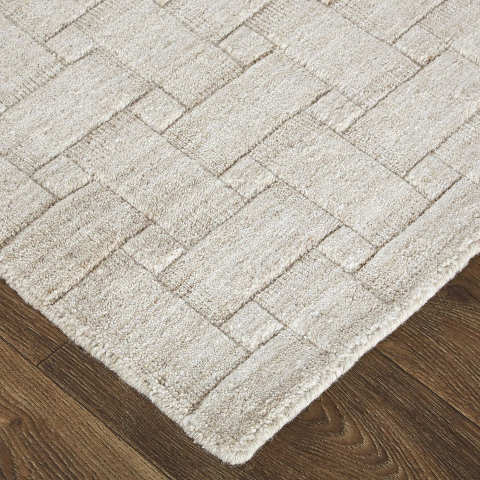 10' x 14' Hand Woven Area Rug - Ivory Striped