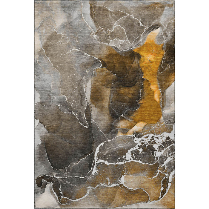 9' X 12' Abstract Washable Area Rug With UV Protection (646667) - Brown / Ivory