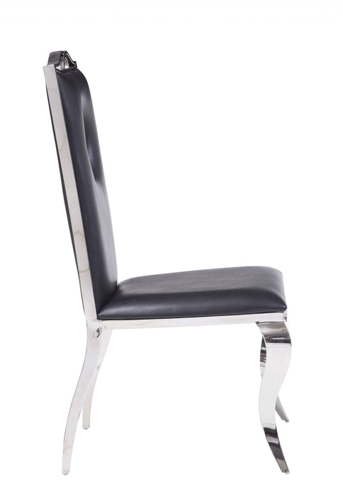 Upholstered Faux Leather Dining Chairs (Set of 2) - Black