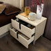 ESF Ambra beige mini nightstand with sleek accent design, featuring a compact surface and modern style for bedroom decor.