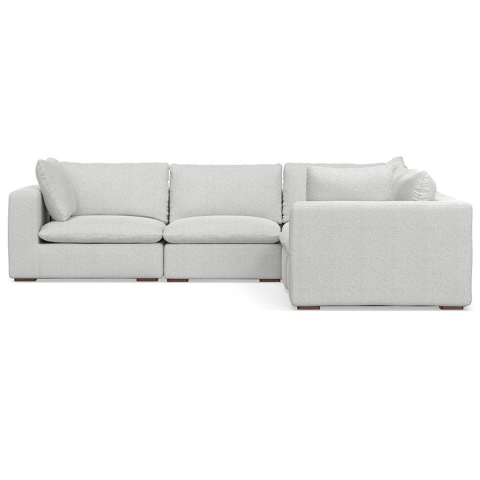 125" Fabric Modular Sofa With Brown Legs - Gray