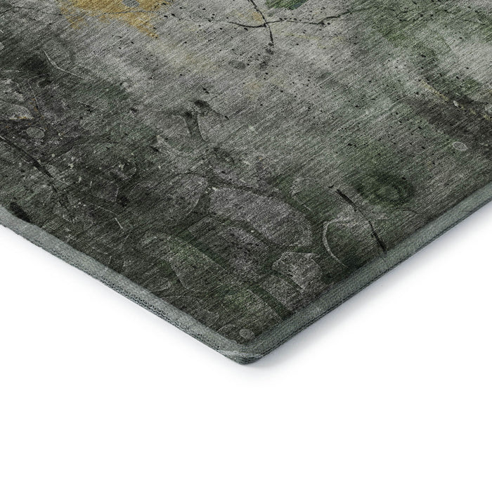10' X 14' Abstract Washable Area Rug With UV Protection (715351) - Pewter / Charcoal
