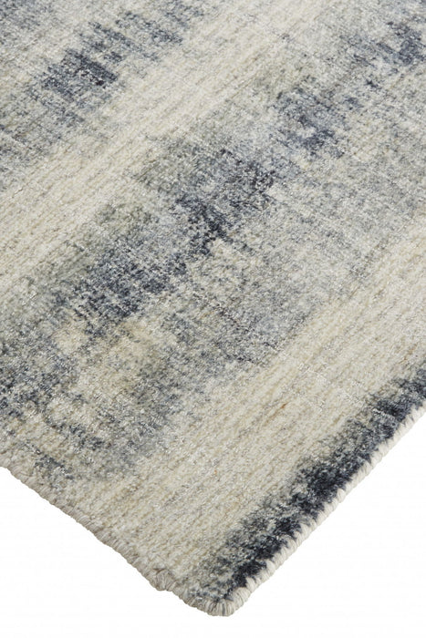 5' x 8' Abstract Hand Woven Area Rug - Ivory And Blue