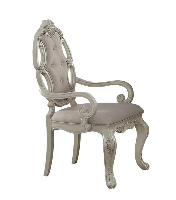 Tufted Fabric Solid Wood Dining Arm Chairs (Set of 2) - Gray