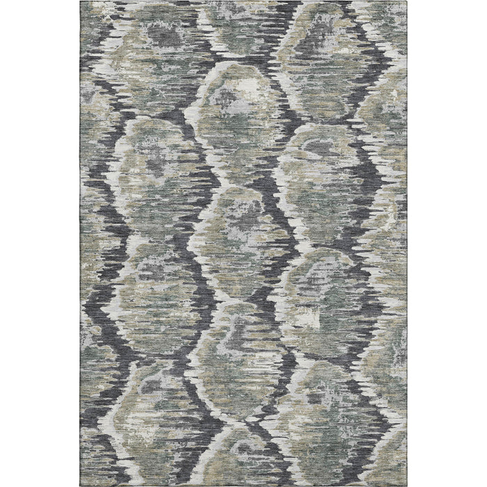 10' X 14' Diamond Washable Area Rug With UV Protection - Charcoal