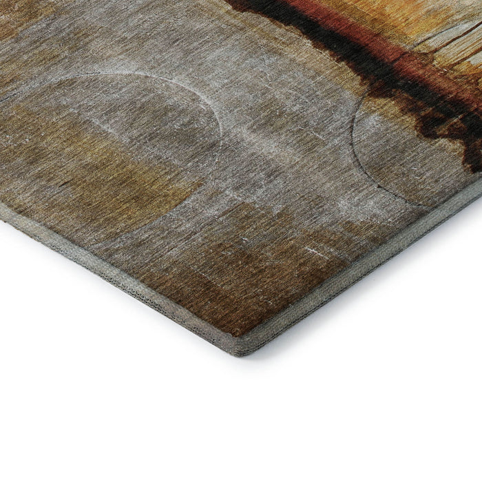 10' X 14' Abstract Washable Area Rug With UV Protection (716725) - Rust / Charcoal