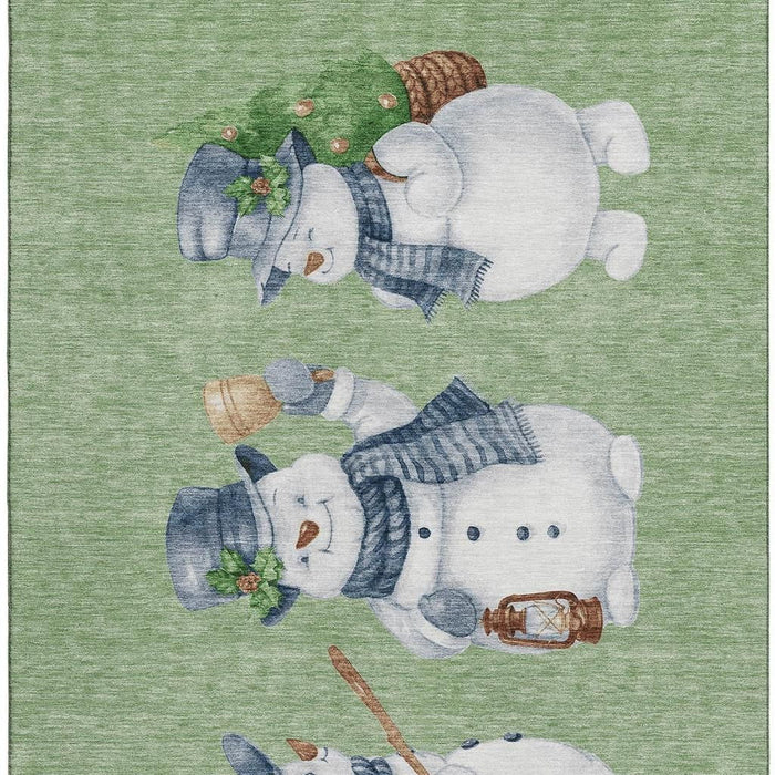 10' X 14' Geometric Washable Area Rug With UV Protection (702389) - Artichoke Green / Blue / Brown