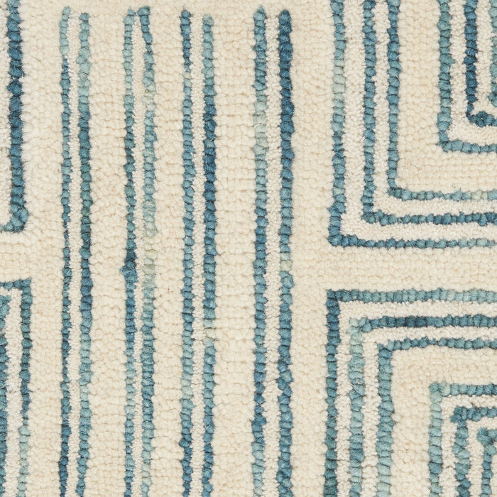 8' X 11' Wool Geometric Area Rug (553522) - Beige / Blue