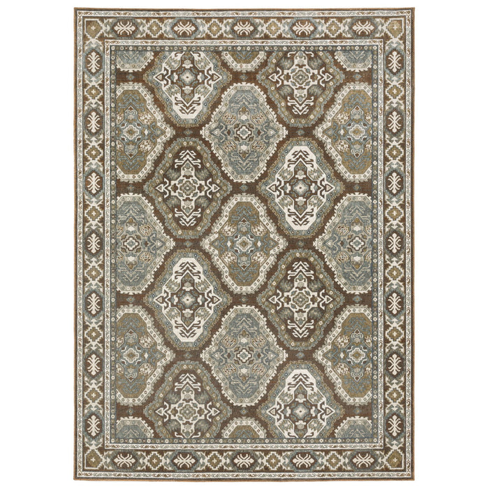 8' X 11' Medallion Area Rug - Ivory And Blue
