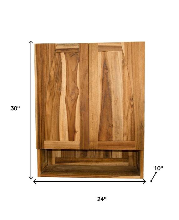 Solid Wood Frame Wall Mounted Accent Cabinet - Brown