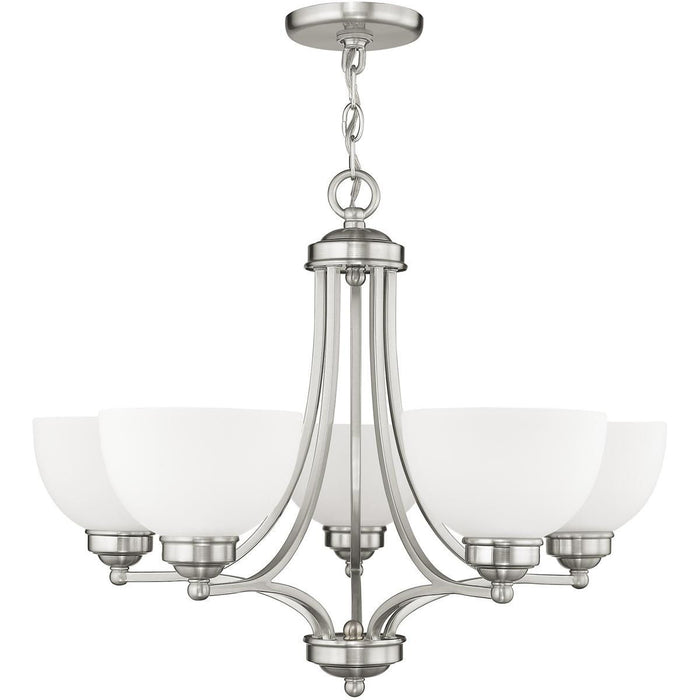 20'' Five-Light Dimmable Chandelier With Shades - Nickel