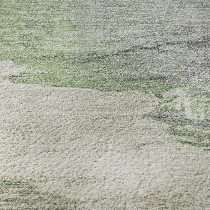 10' X 14' Abstract Washable Area Rug With UV Protection (706685) - Mint Green / Ivory / Gray