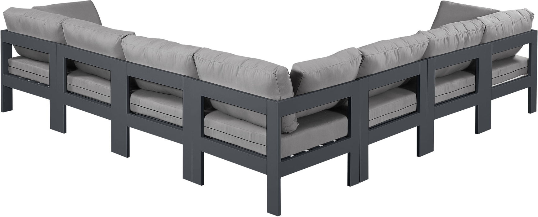 Nizuc - Outdoor Patio 7 Piece Modular Sectional With Gray Frame