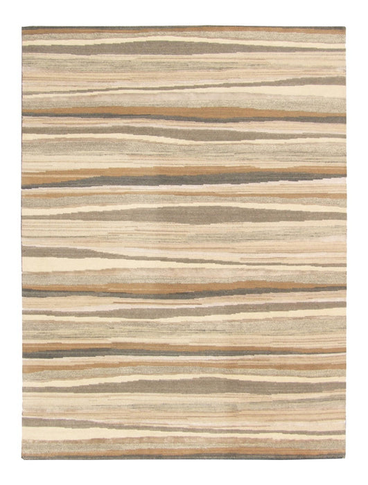 5' x 8' Wool Striped Hand Loomed Area Rug - Beige And Brown