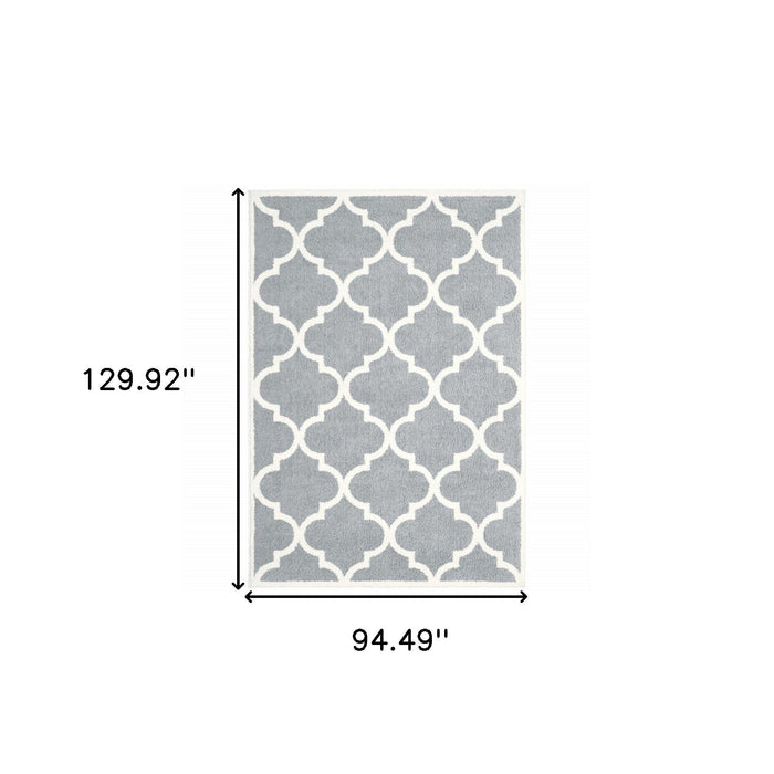8' x 11' Geometric Shag Power Loom Stain Resistant Area Rug - Gray And Ivory