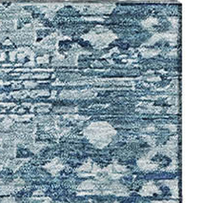 10' X 14' Oriental Washable Area Rug With UV Protection (700853) - Denim Blue / Ivory