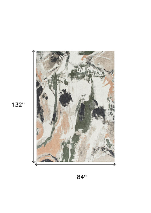8' x 11' Abstract Non Skid Area Rug - Gray And Orange