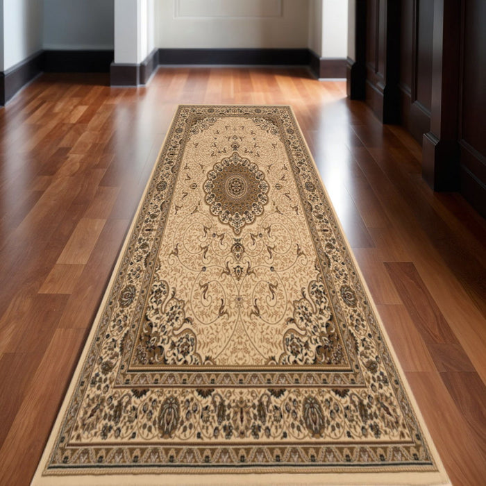 20' Oriental Runner Rug (610196) - Beige / Cream