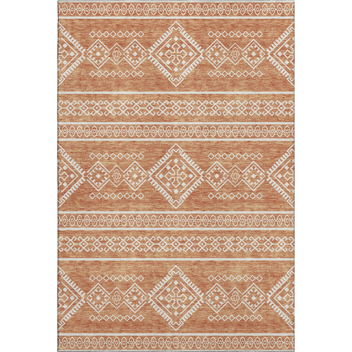 10' X 14' Southwestern Washable Area Rug With UV Protection (671612) - Copper / Ivory