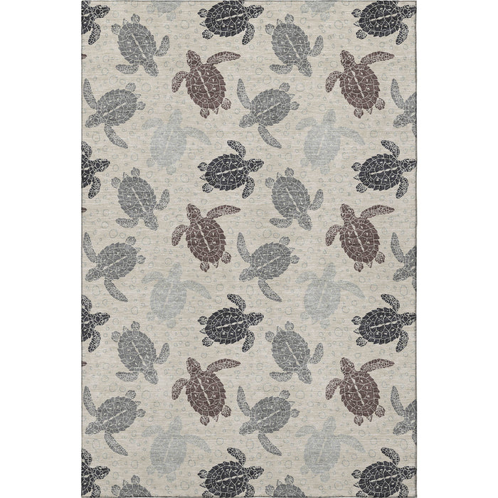 10' X 14' Geometric Washable Area Rug With UV Protection (646151) - Sand / Ivory / Gray
