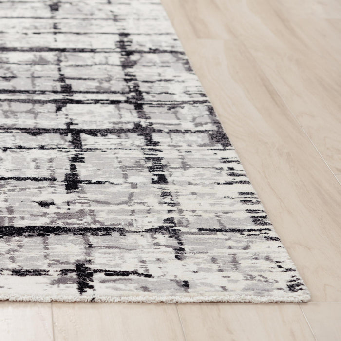 9' X 12' New Zealand Lambs Wool Abstract Hand Carved Handmade Area Rug (747289) - Black / Ivory / Natural