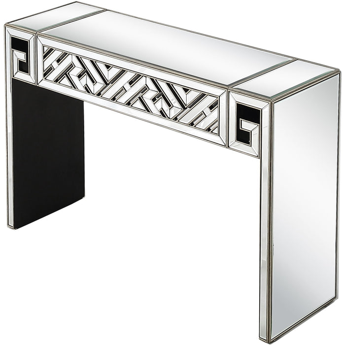 Mirrored Glass Sled Console Table - Silver And Gold And Silver