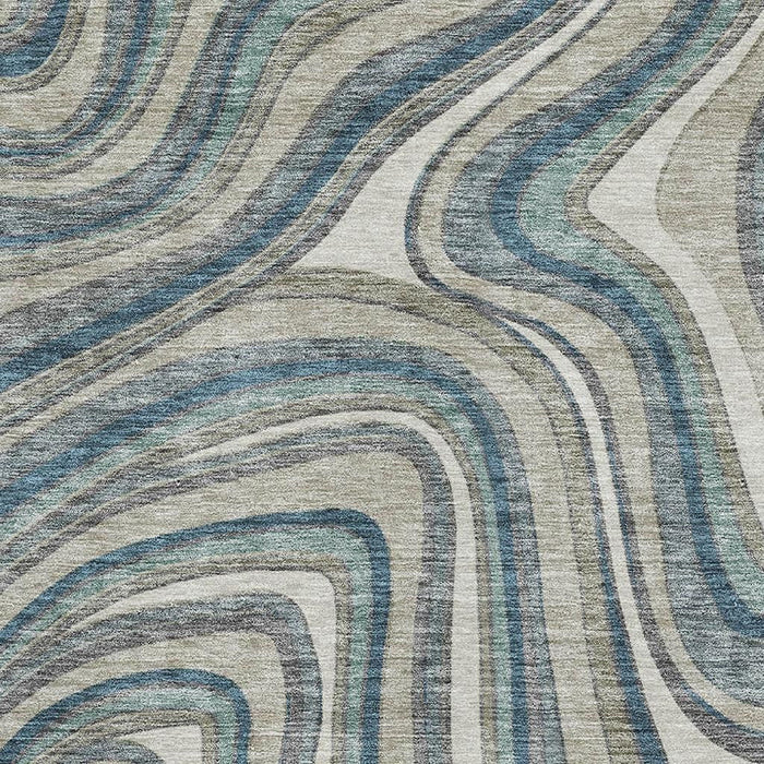 8' X 10' Marble Washable Area Rug With UV Protection - Teal